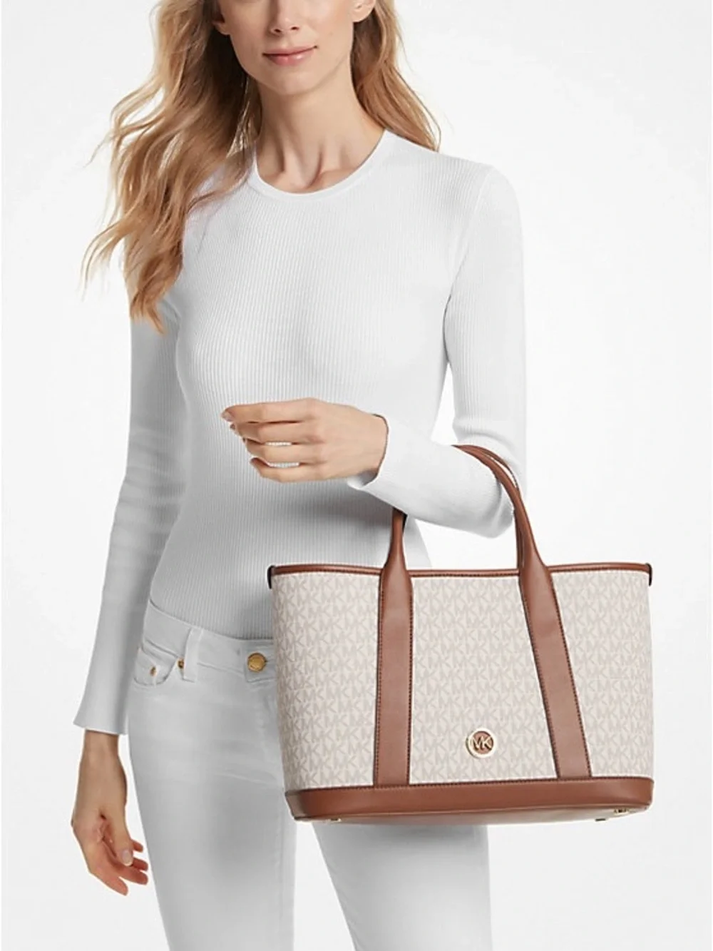 MICHAEL KORS NWT LUISA MEDIUM SIGNATURE LOGO SATCHEL Style #30R4G99S2V